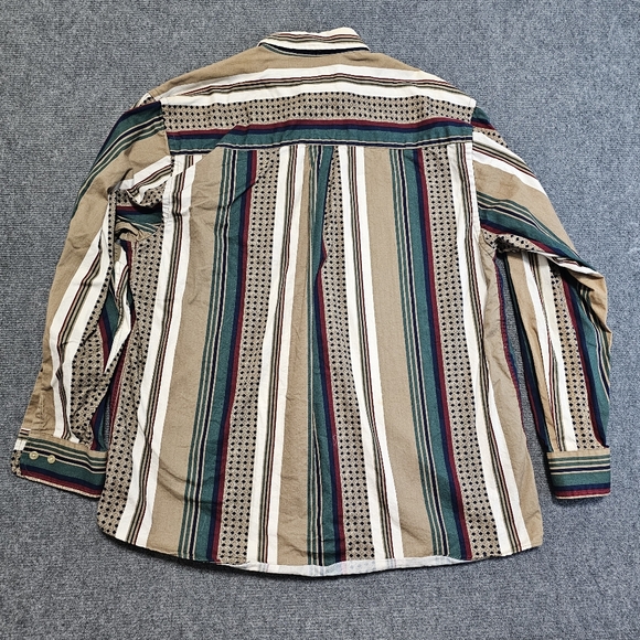 Vintage 90s Trader Bay Mens African Stripe Button Down Shirt Long Sleeve Cotton - Picture 10 of 16